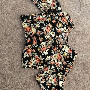 Black wrapped flower crop top